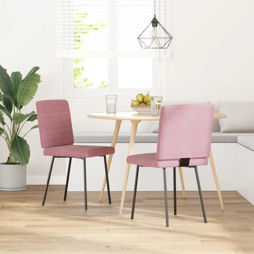 vidaXL Matstolar 2 st rosa sammet