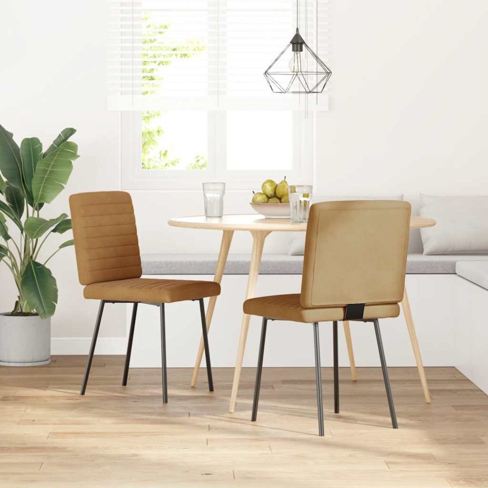 vidaXL Matstolar 2 st brun sammet