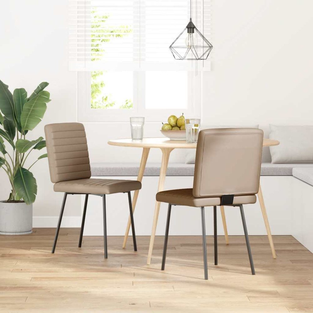 vidaXL Matstolar 2 st cappuccino konstläder