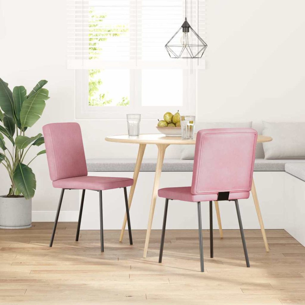 vidaXL Matstolar 2 st rosa sammet