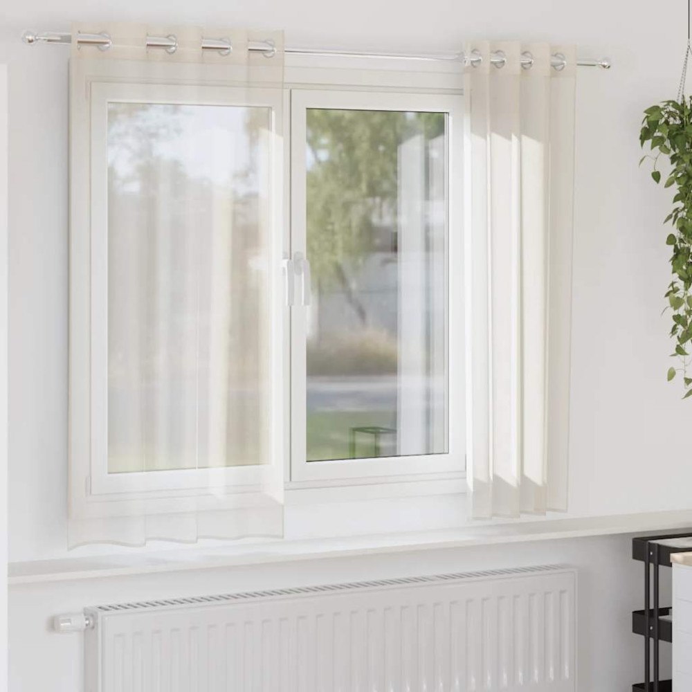 vidaXL Voile gardiner med genomföringar 2 st gräddvita 140x140 cm