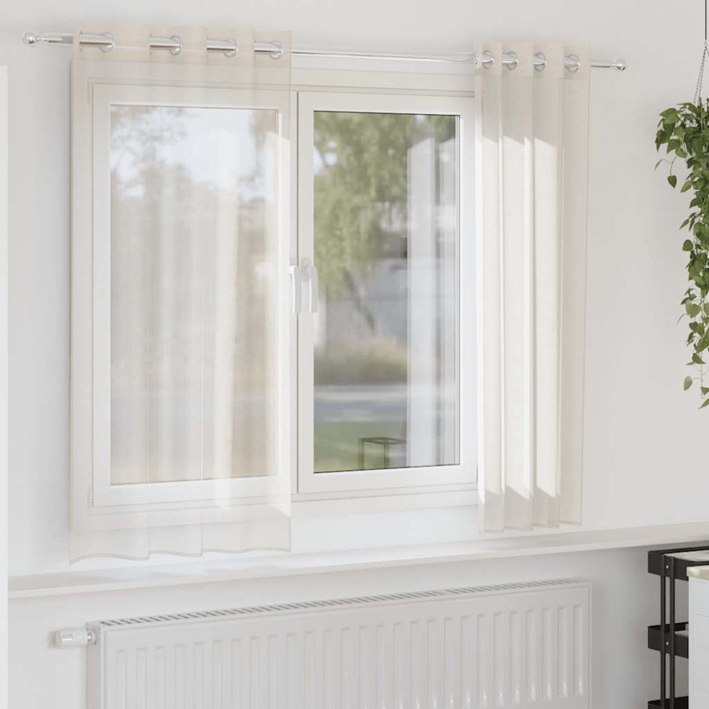vidaXL Voile gardiner med genomföringar 2 st gräddvita 140x175 cm