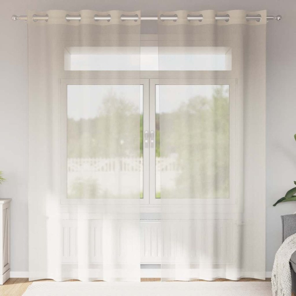 vidaXL Voile gardiner med genomföringar 2 st gräddvita 140x225 cm