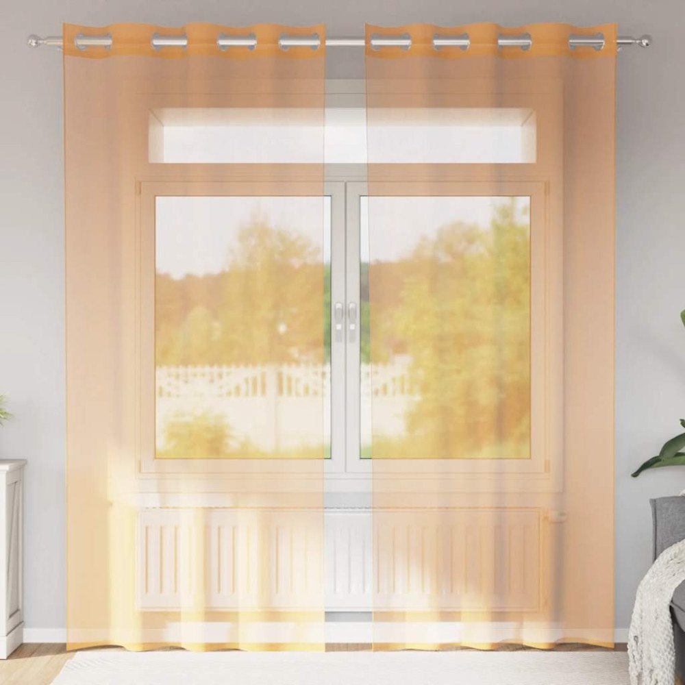 vidaXL Voile gardiner med genomföringar 2 st orange 140x225 cm