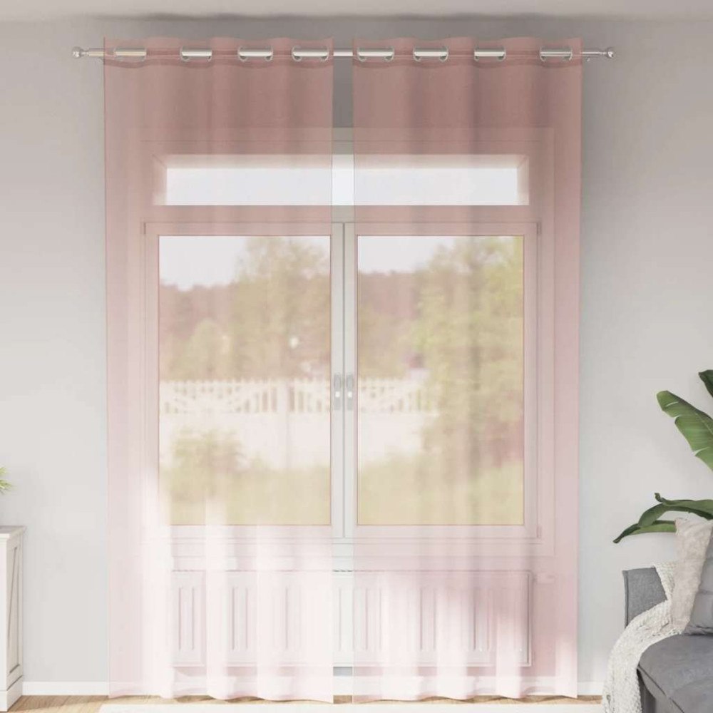 vidaXL Voile gardiner med genomföringar 2 st rosa 140x300 cm