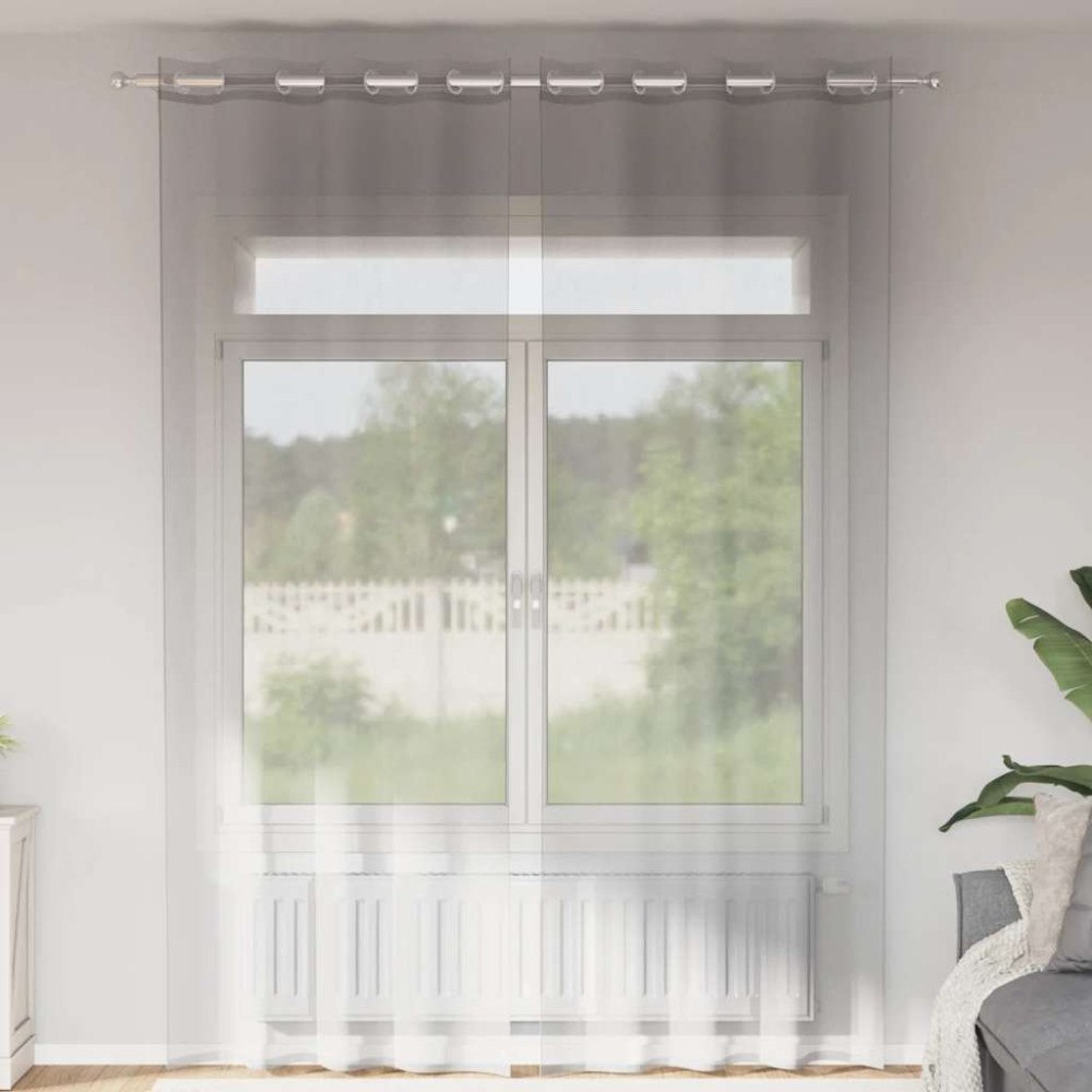 vidaXL Voile gardiner med genomföringar 2 st ljusgrå 140x300 cm