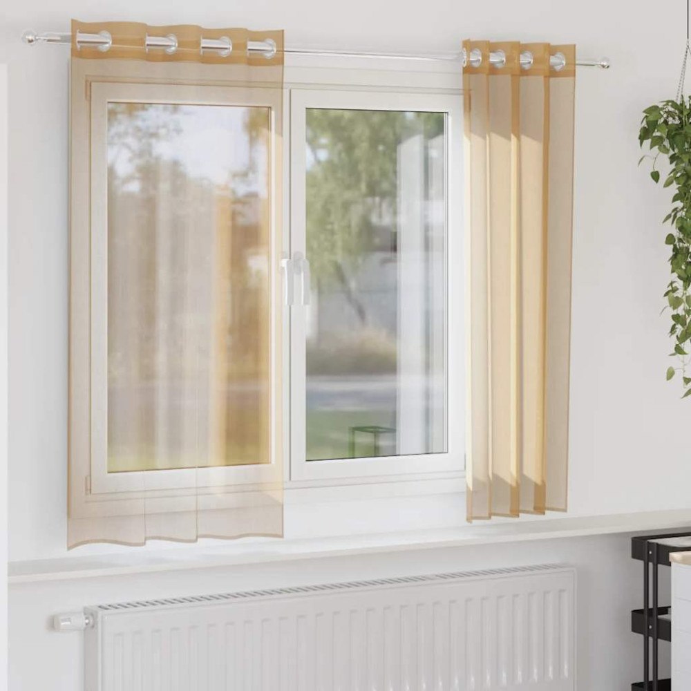 vidaXL Voile gardiner med genomföringar 2 st sand
