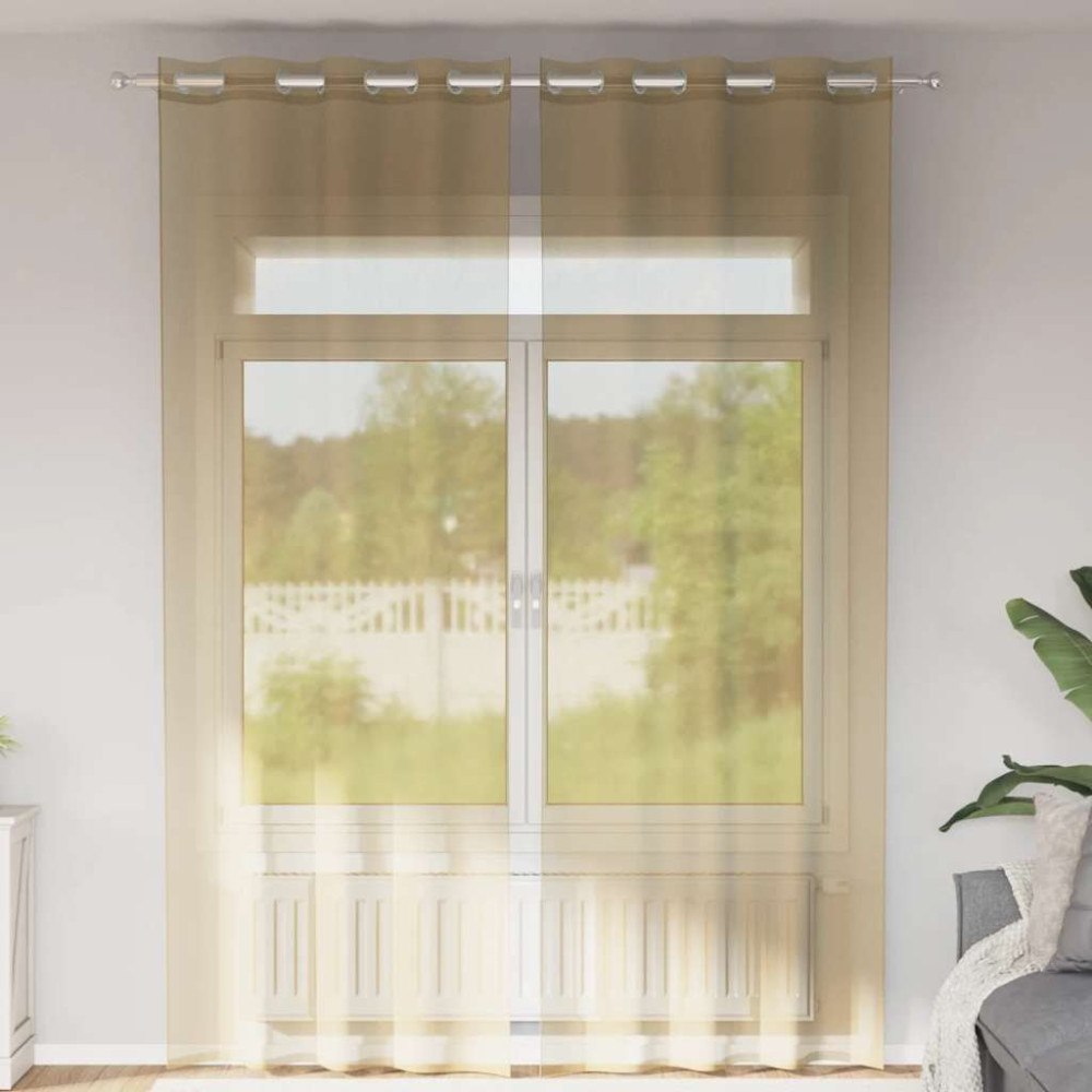 vidaXL Voile gardiner med genomföringar 2 st sand