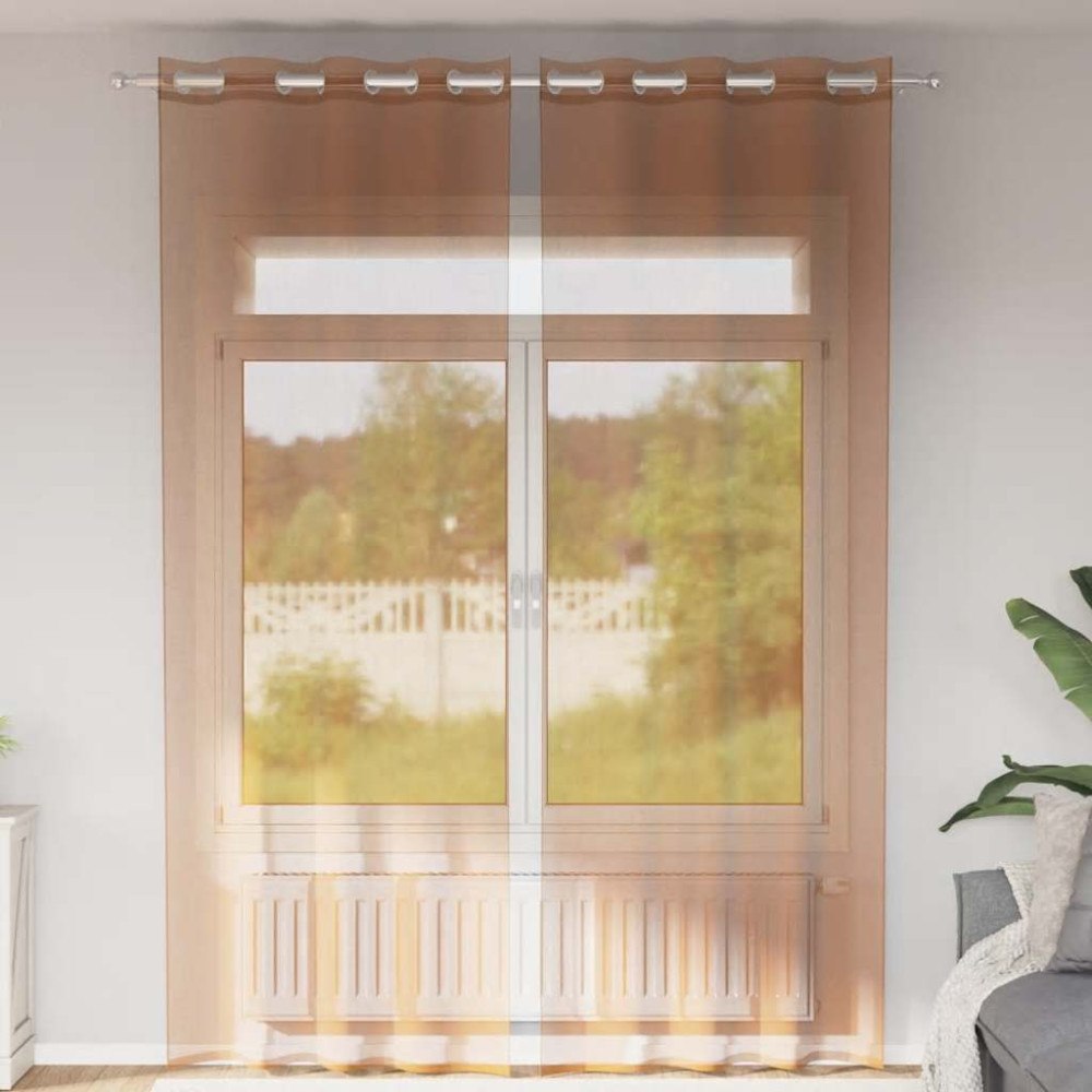 vidaXL Voile gardiner med genomföringar 2 st terrakotta