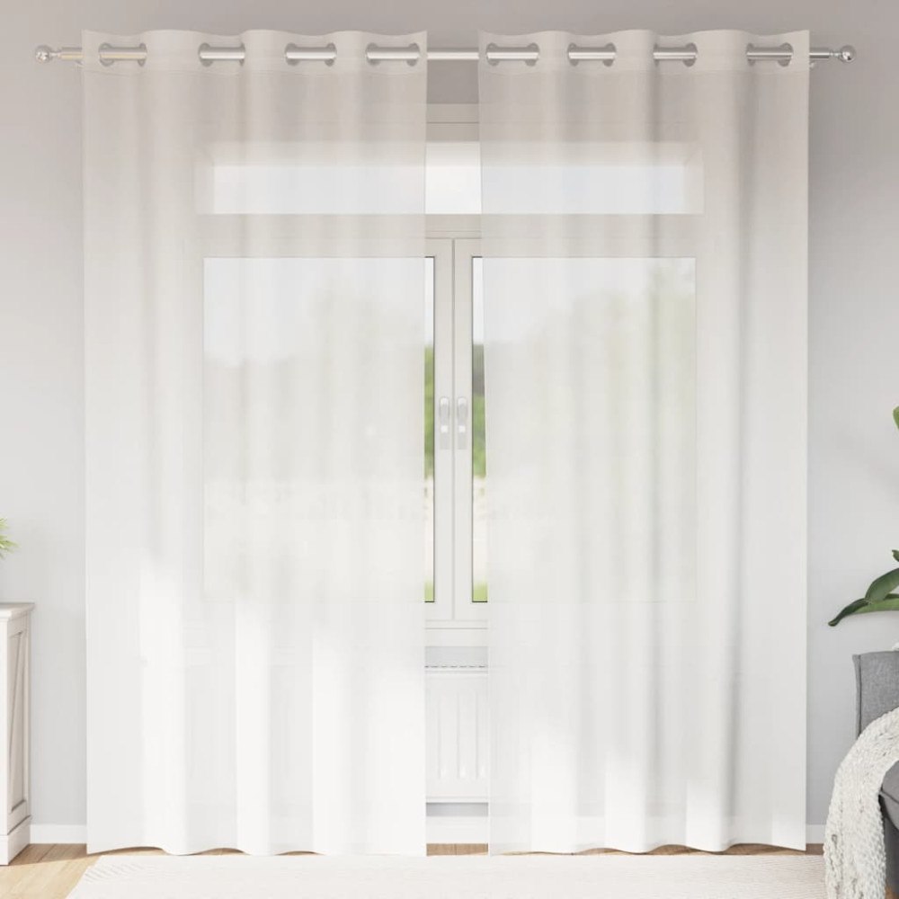 vidaXL Voile gardiner med genomföringar 2 st vit