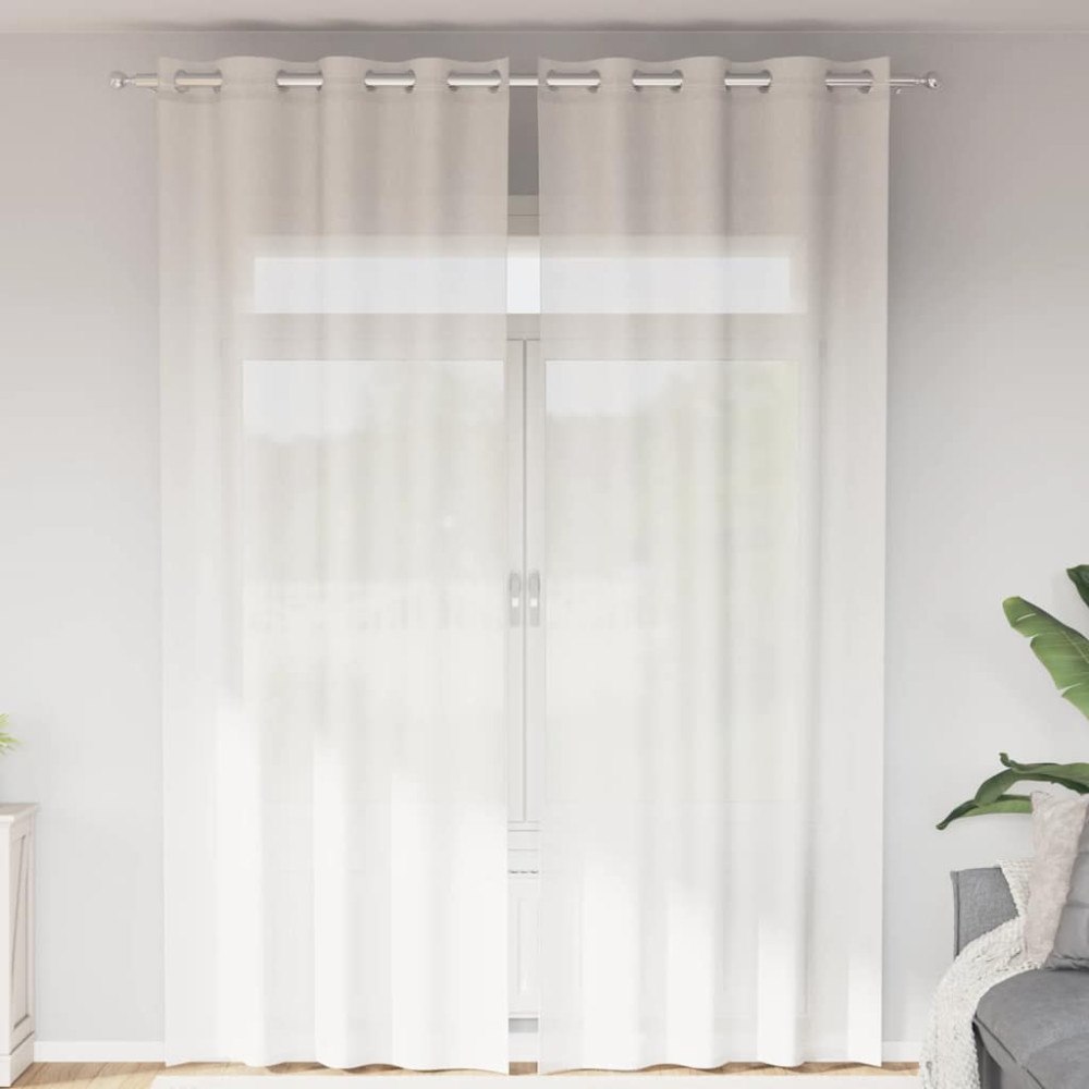 vidaXL Voile gardiner med genomföringar 2 st vit