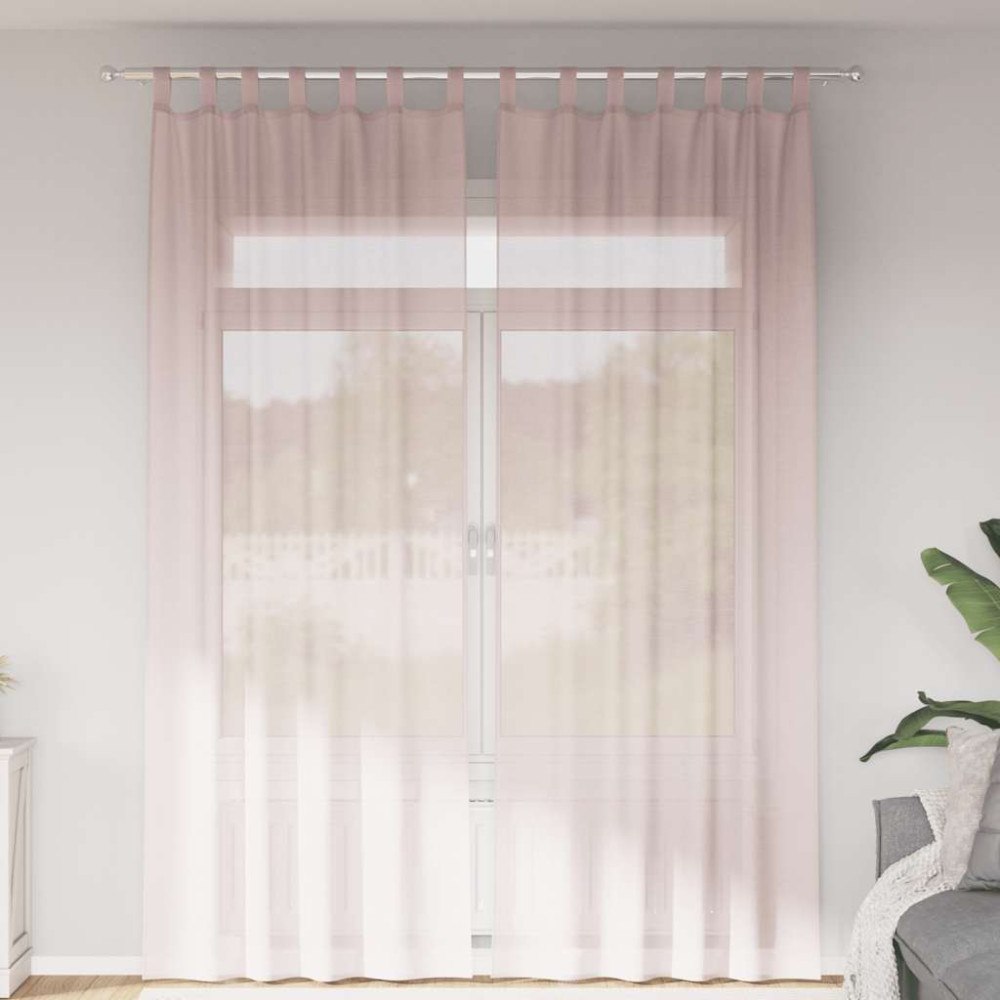 vidaXL Voile gardiner med stångfickor 2 st ljusrosa