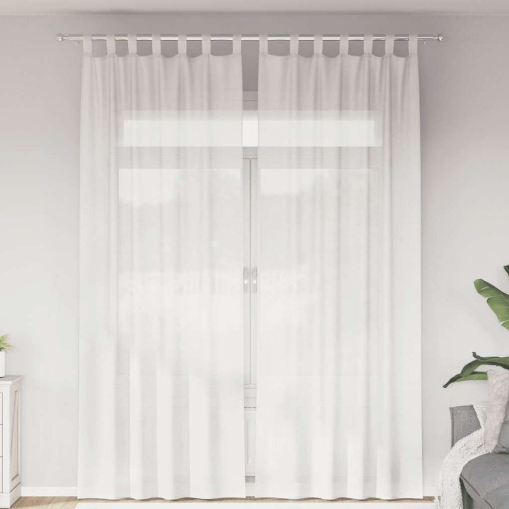 vidaXL Voile gardiner med stångfickor 2 st vit