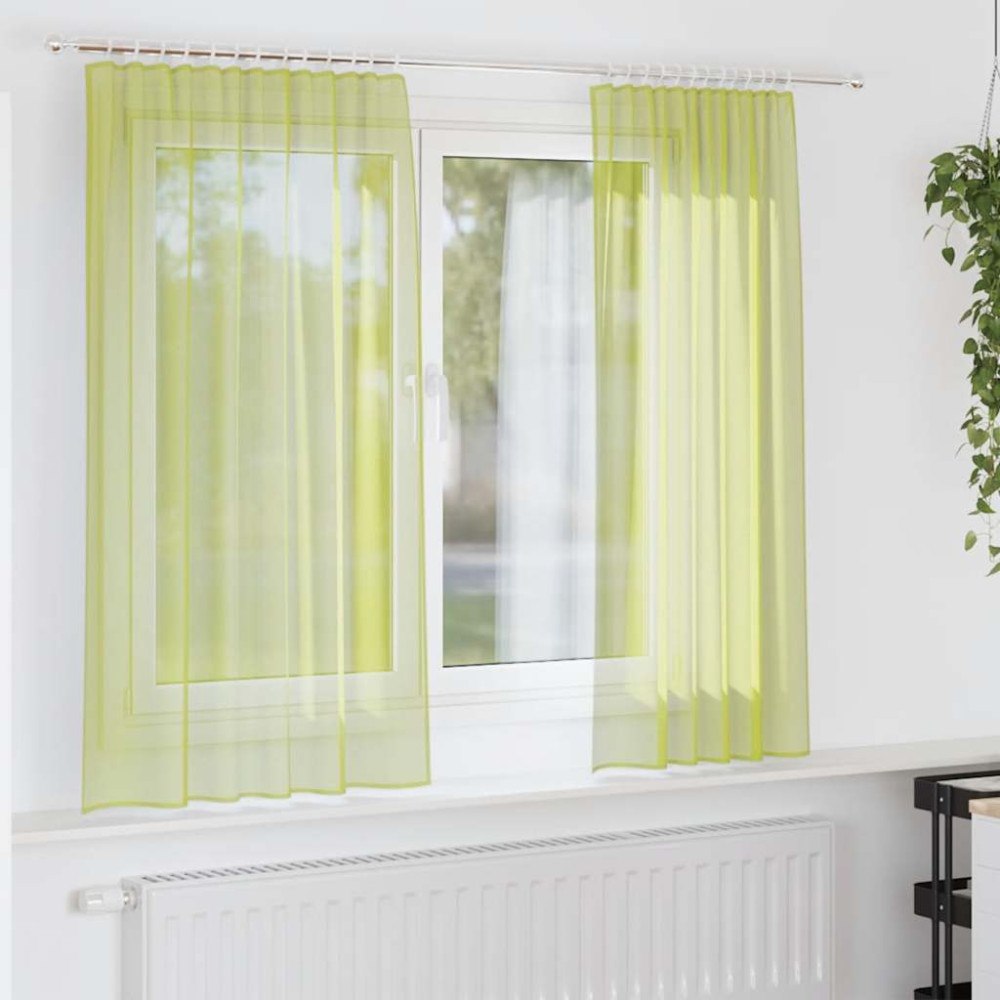 vidaXL Voile gardiner med fliktopp 2 st äppelgrön