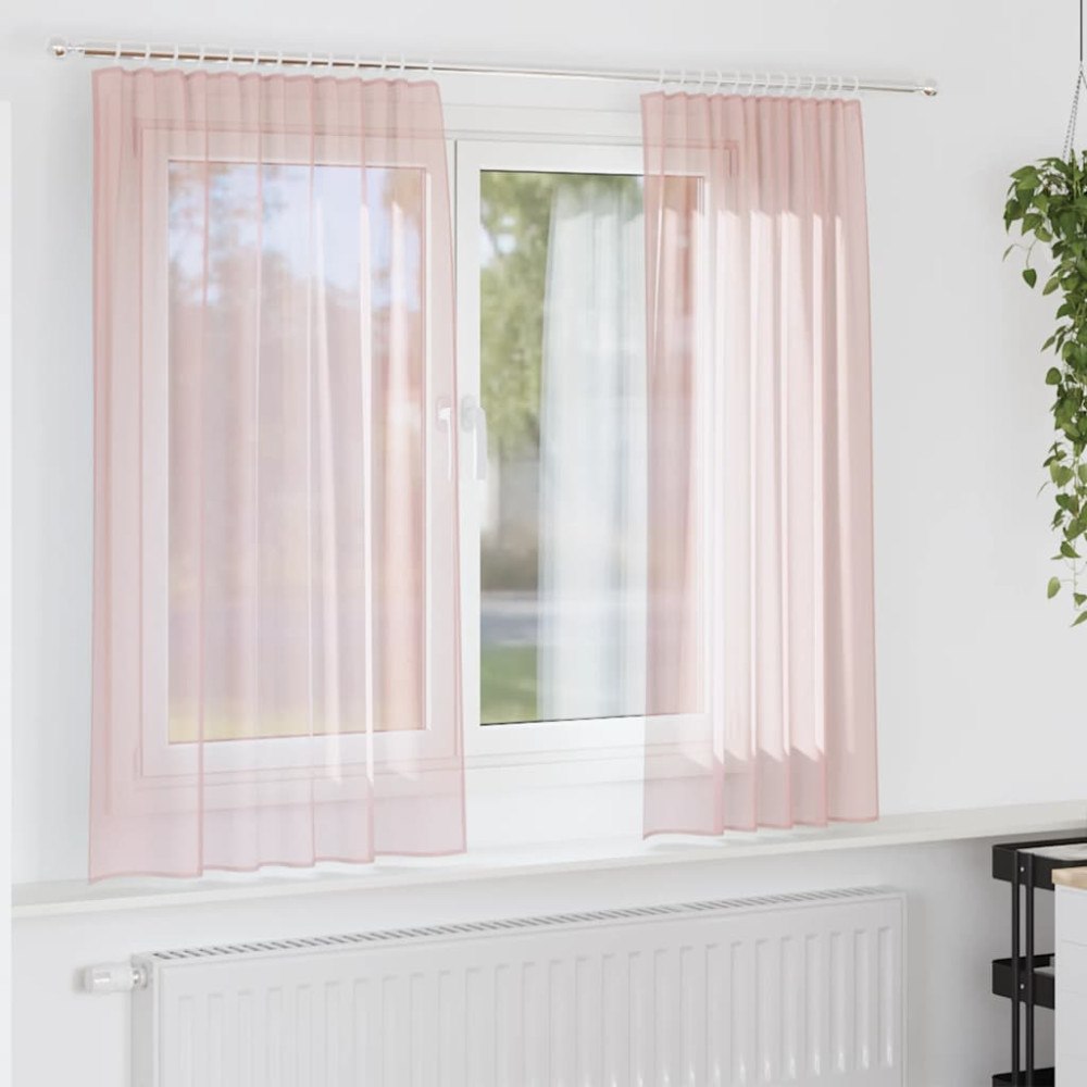 vidaXL Voile gardiner med öglor 2 st ljusrosa 140x140 cm
