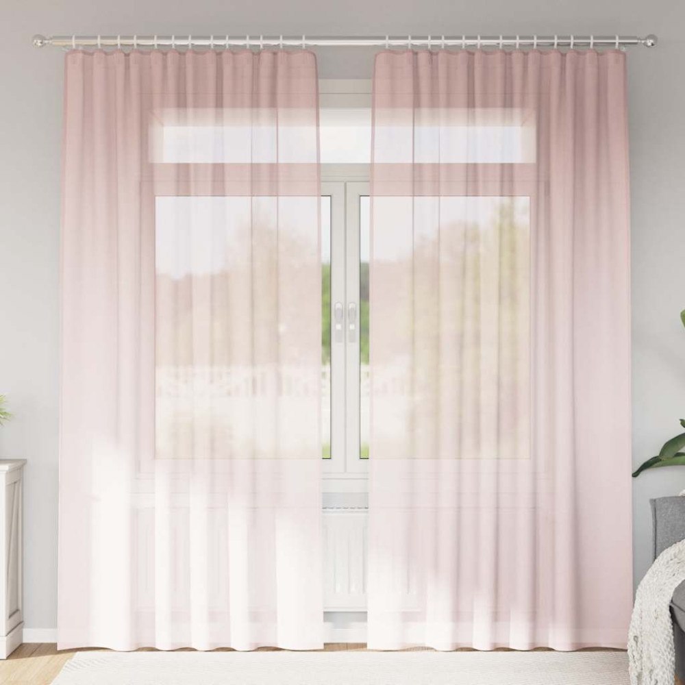 vidaXL Voile gardiner med öglor 2 st ljusrosa 140x245 cm