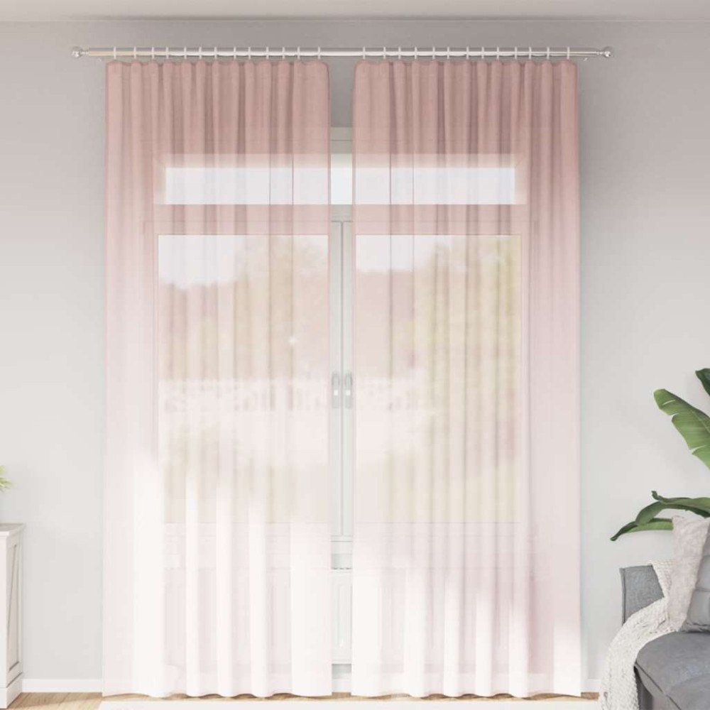 vidaXL Voile gardiner med öglor 2 st ljusrosa 140x260 cm