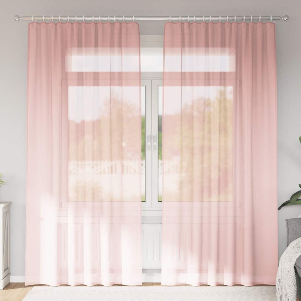 vidaXL Voile gardiner med öglor 2 st rosa 140x225 cm
