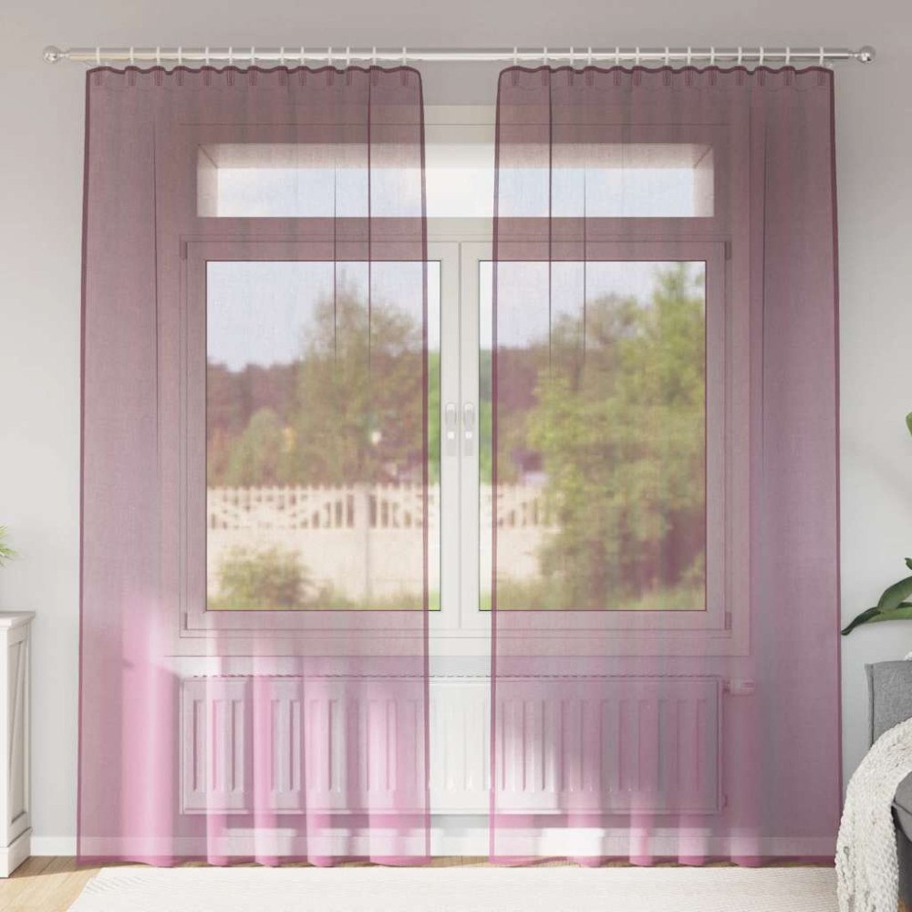 vidaXL Voile gardiner med öglor 2 st lila 140x225 cm