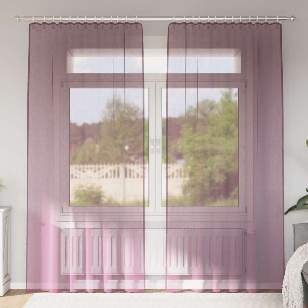 vidaXL Voile gardiner med öglor 2 st lila 140x245 cm