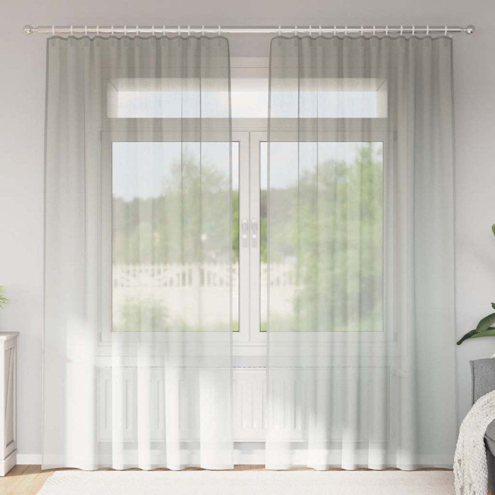 vidaXL Voile gardiner med öglor 2 st ljusgrå 140x225 cm