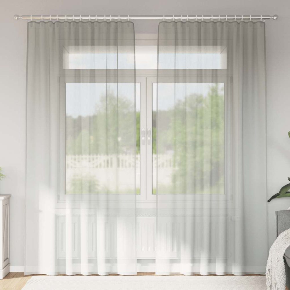vidaXL Voile gardiner med öglor 2 st ljusgrå 140x245 cm