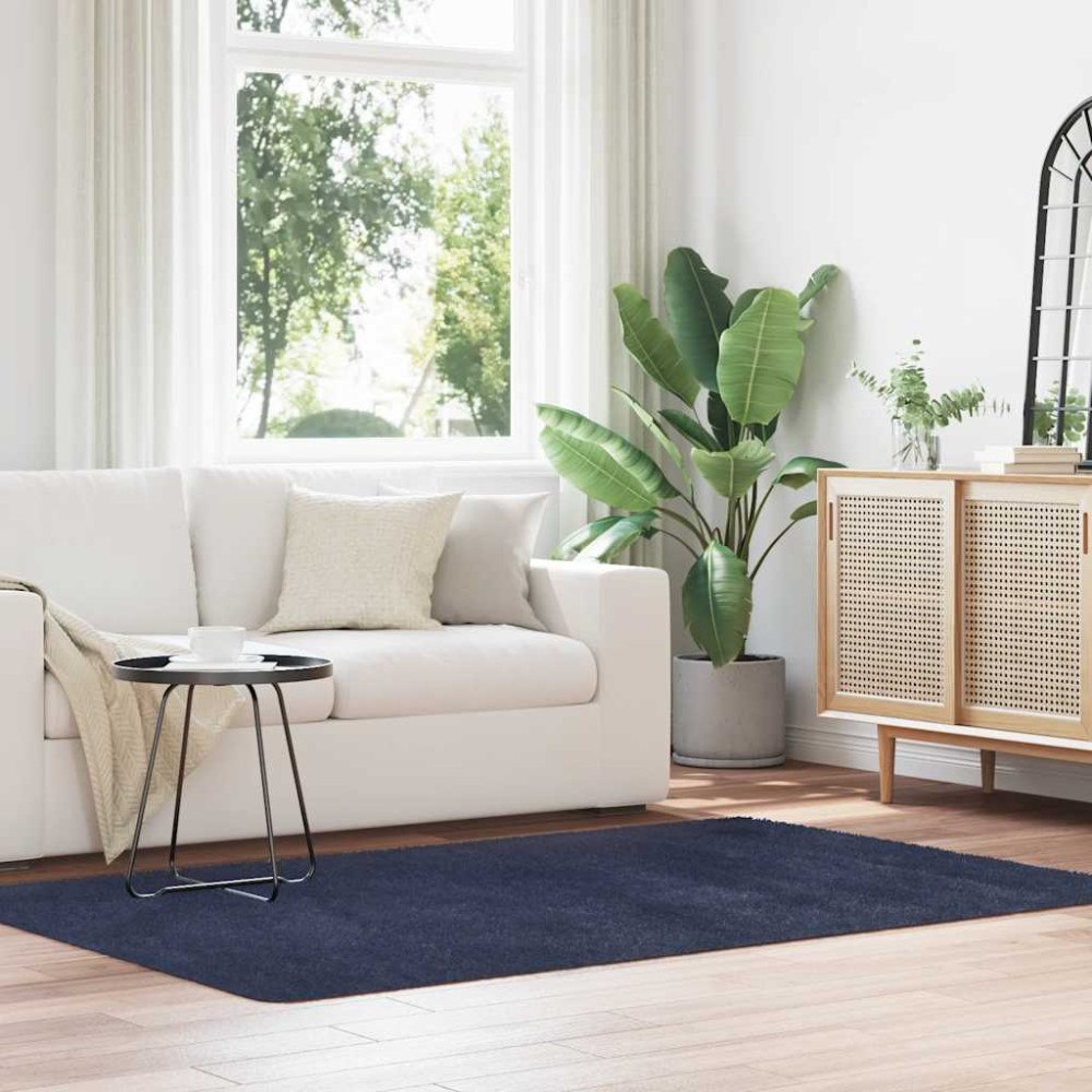 vidaXL Ryamatta med lång lugg NAVARRA marinblå 130x200 cm polyester