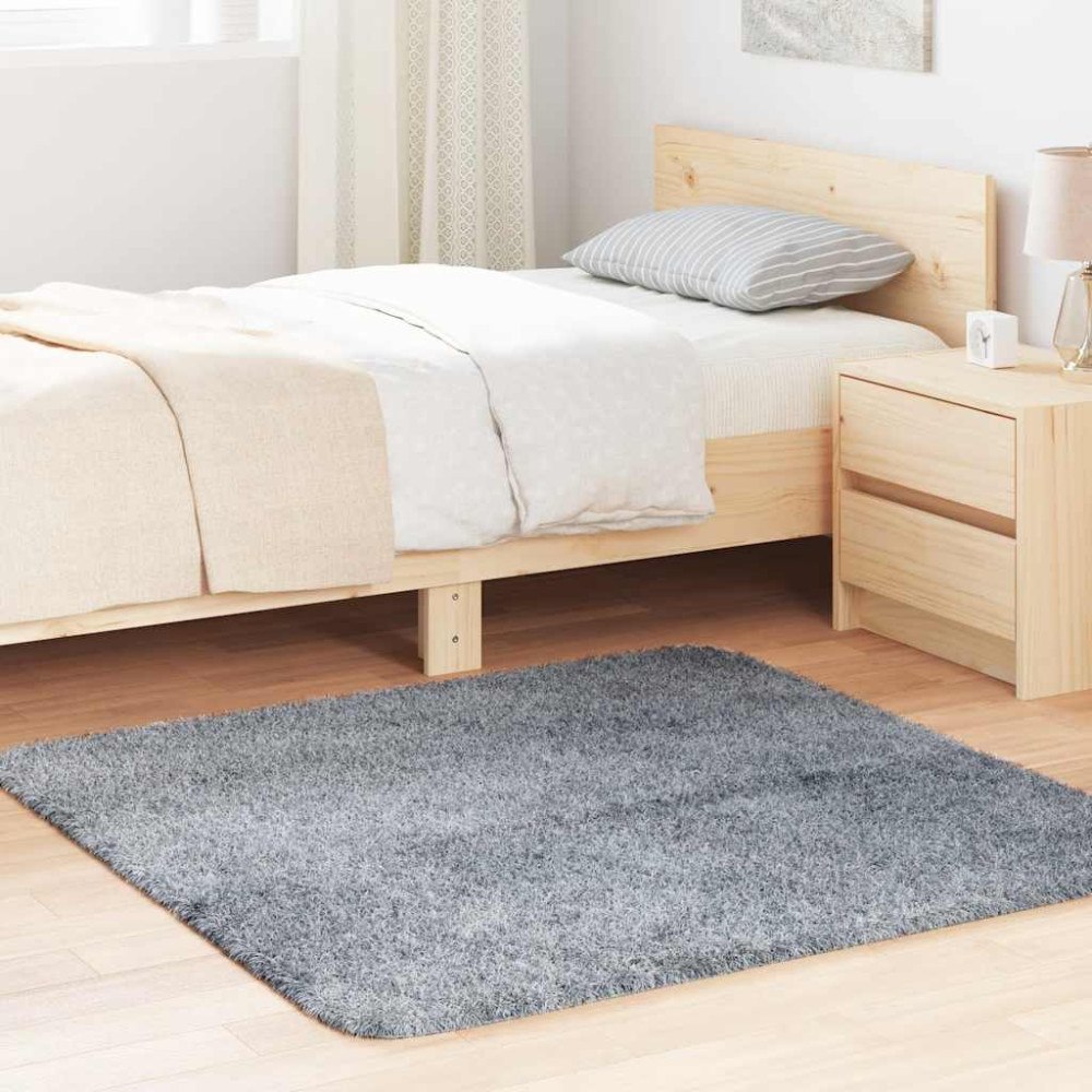 vidaXL Ryamatta med lång lugg NAVARRA silvergrå 120x120 cm polyester