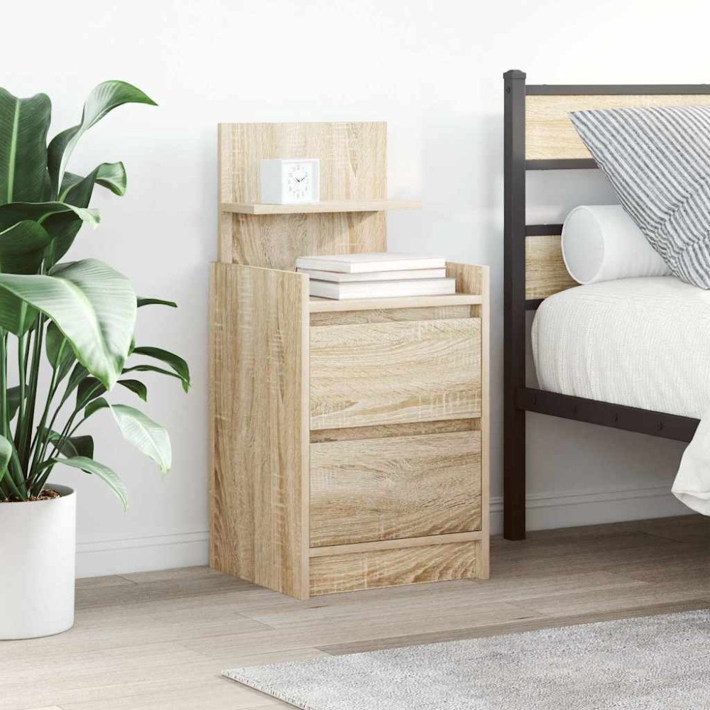 vidaXL Sängbord med 2 lådor sonoma ek 38x34x80 cm