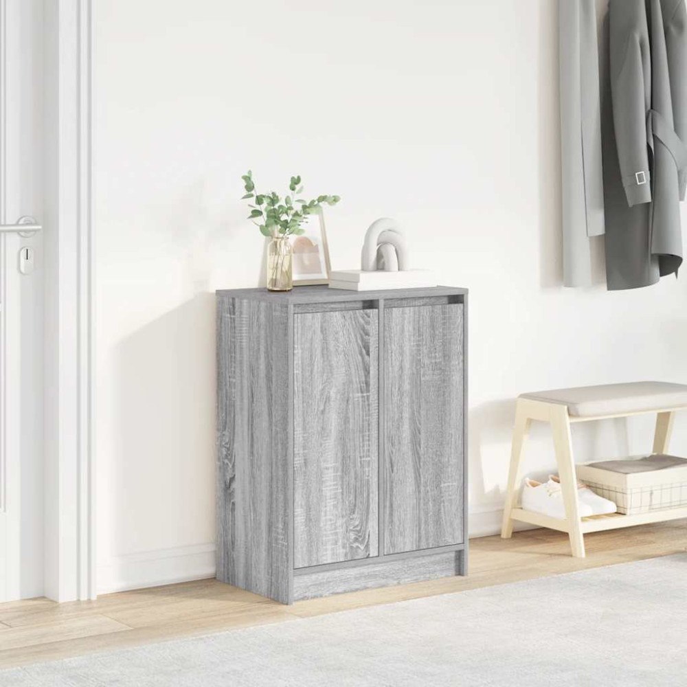 vidaXL Skoskåp grå sonoma 57x34x76 cm konstruerat trä