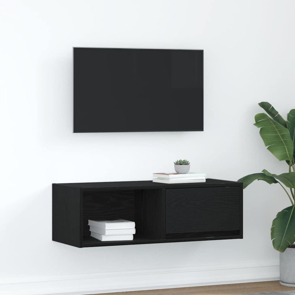vidaXL TV-bänk svart ek 80x31x25,5 cm konstruerat trä