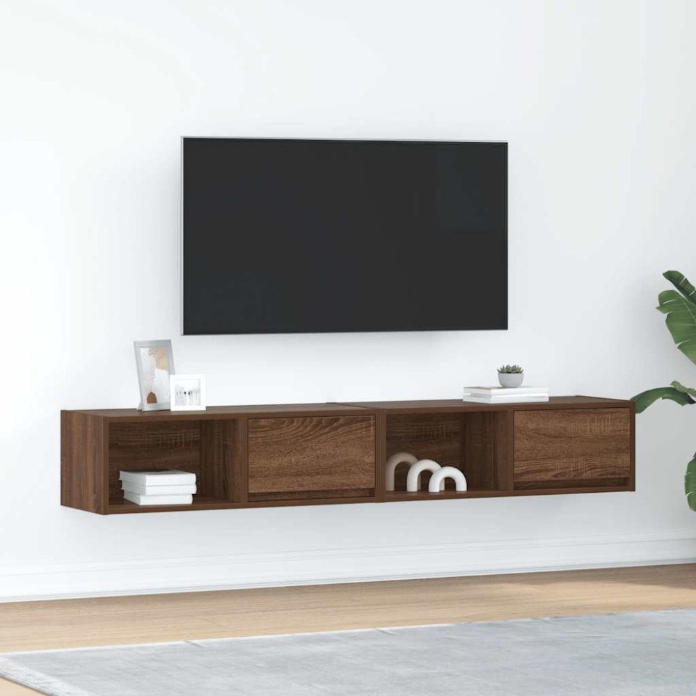 vidaXL TV-bänkar 2 st, brun ek 80x31x25,5 cm konstruerat trä