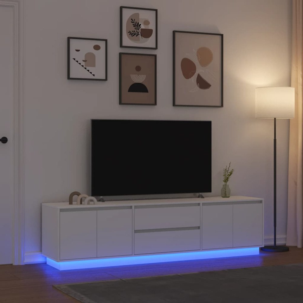 vidaXL TV-bänk med LED-lampor vit 193,5x41x50 cm