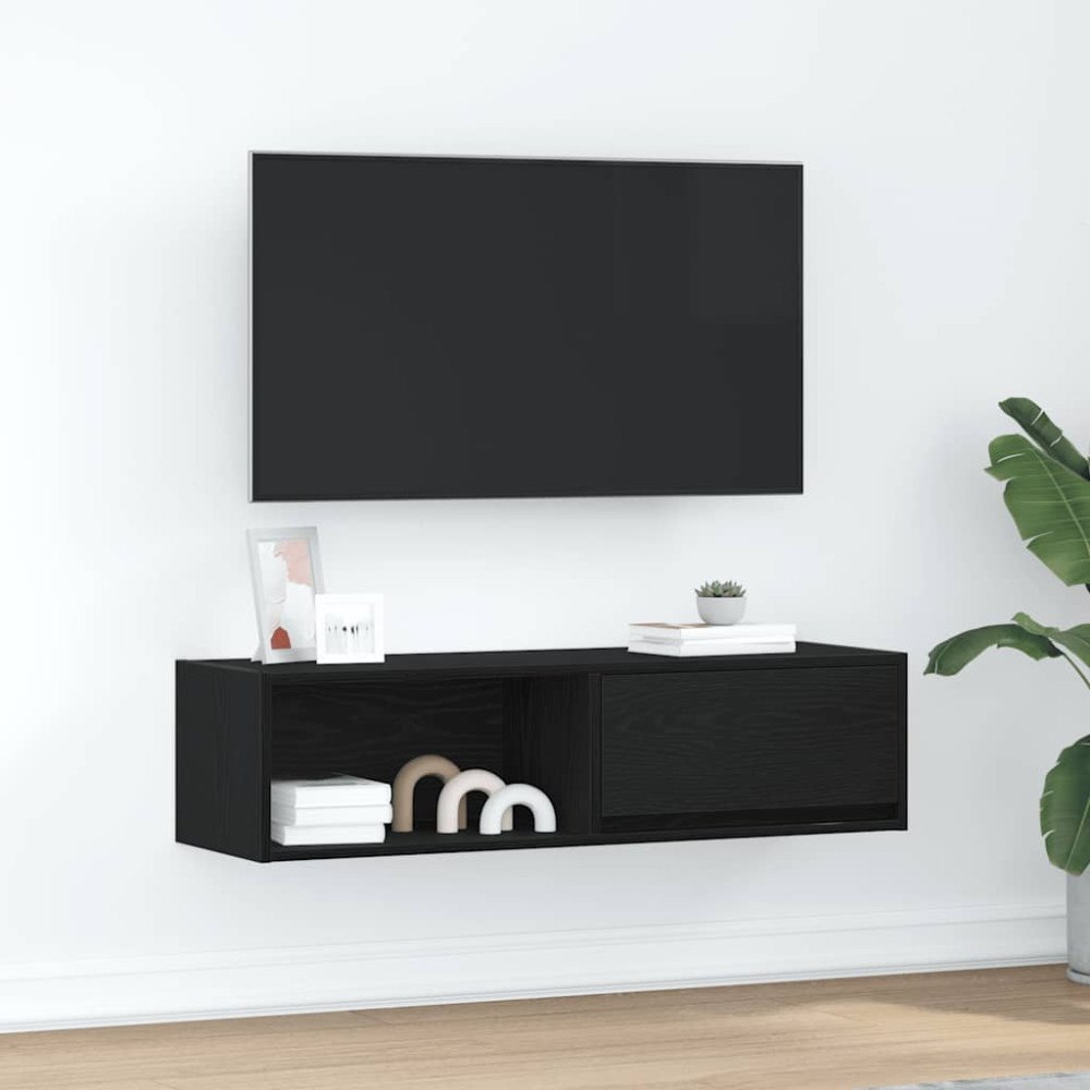 vidaXL TV-bänk svart ek 100x31x25,5 cm konstruerat trä
