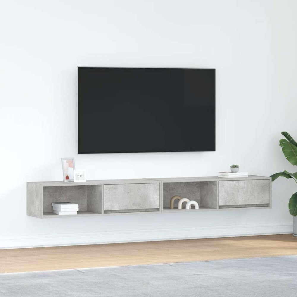 vidaXL TV-bänkar 2 st betonggrå 100x31x25,5 cm konstruerat trä