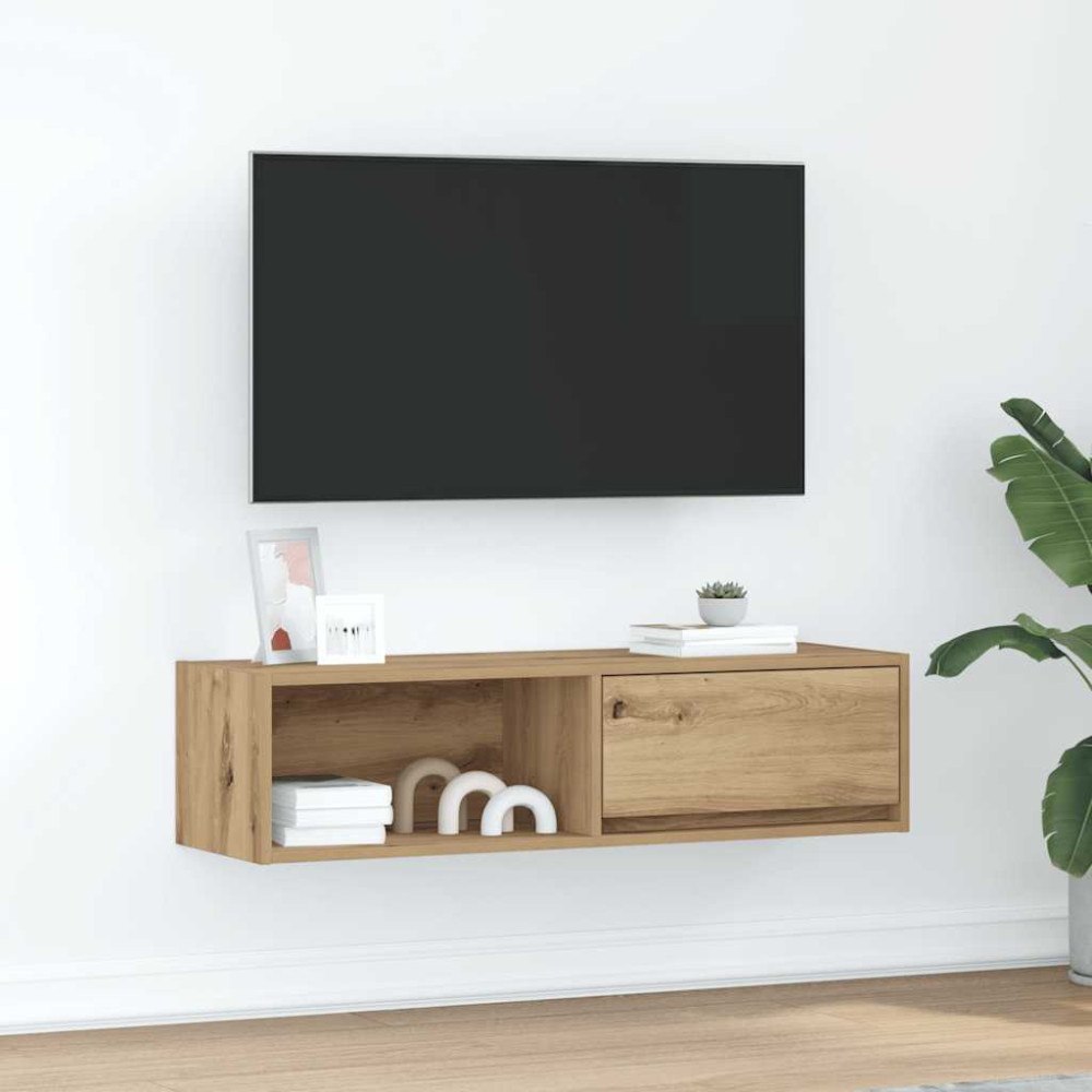 vidaXL TV-bänk hantverksmässig ek 100x31x25,5 cm konstruerat trä