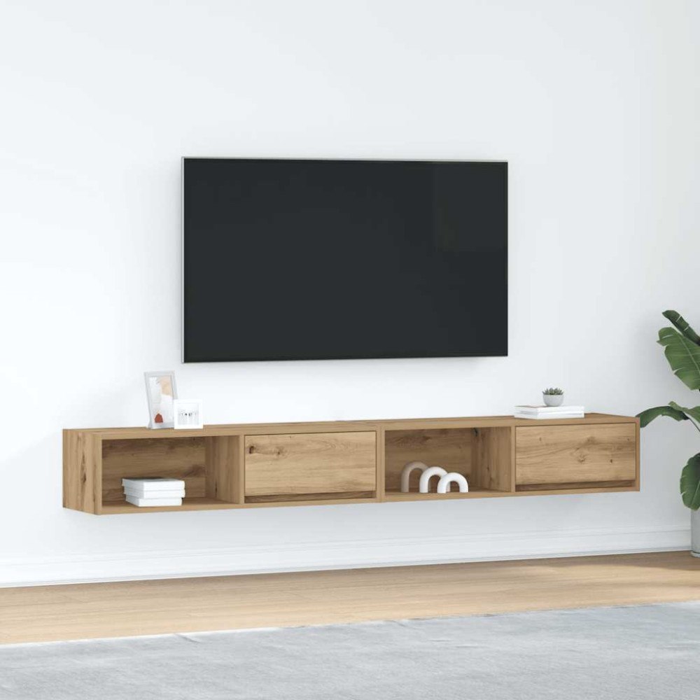 vidaXL TV-bänkar 2 st hantverksmässig ek 100x31x25,5cm konstruerat trä