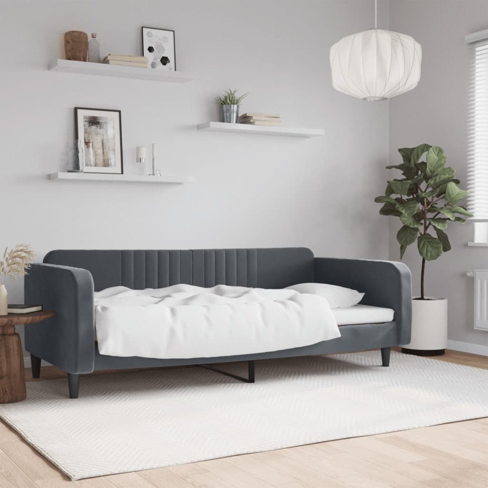 vidaXL Dagbädd mörkgrå 90x190 cm sammet