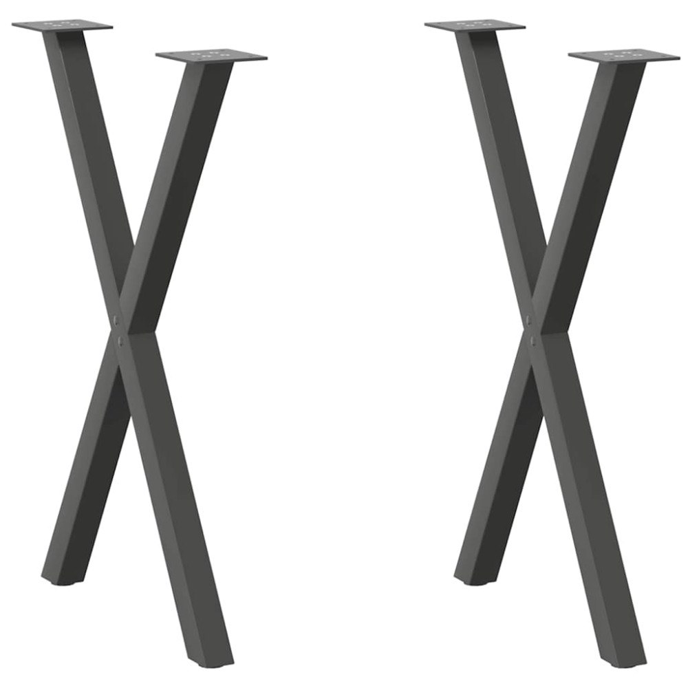 vidaXL Matbordsben X-formad 2 st antracit 50x(72-73) cm stål