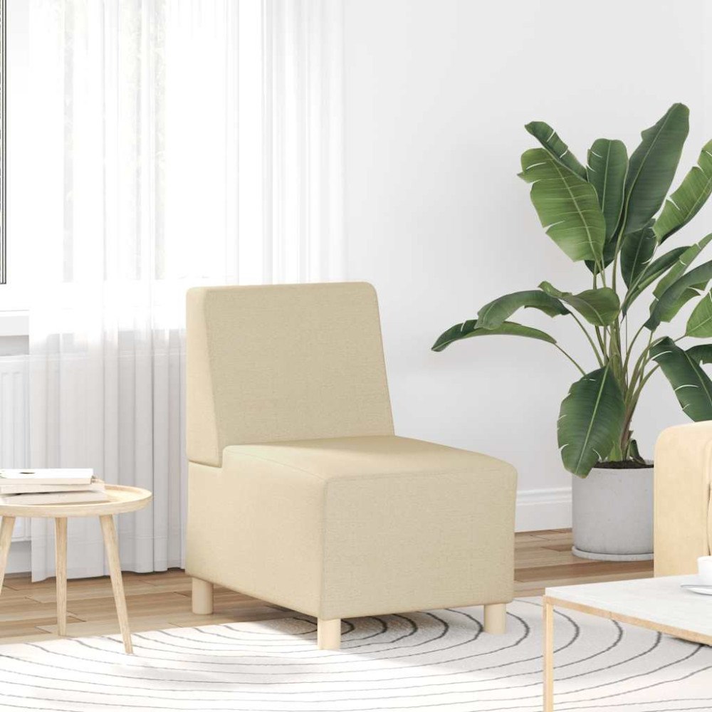 vidaXL Soffstol gräddvit 55 cm tyg