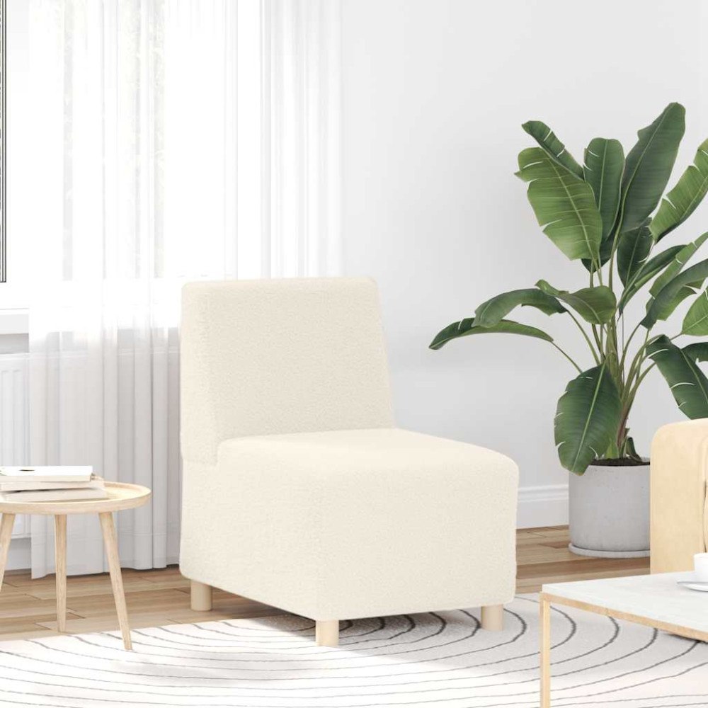vidaXL Soffstol gräddvit 55 cm lockigt ullliknande tyg