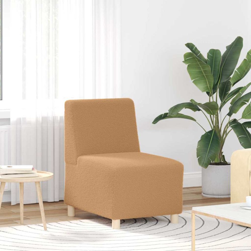 vidaXL Soffstol beige 55 cm lockigt ullliknande tyg