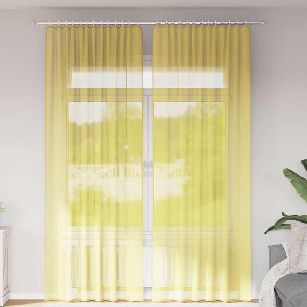 vidaXL Voile gardiner med öglor 2 st gul 140x260 cm