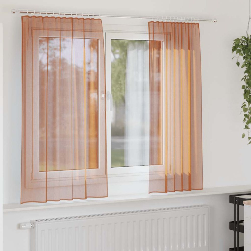 vidaXL Voile gardiner med öglor 2 st terrakotta 140x175 cm