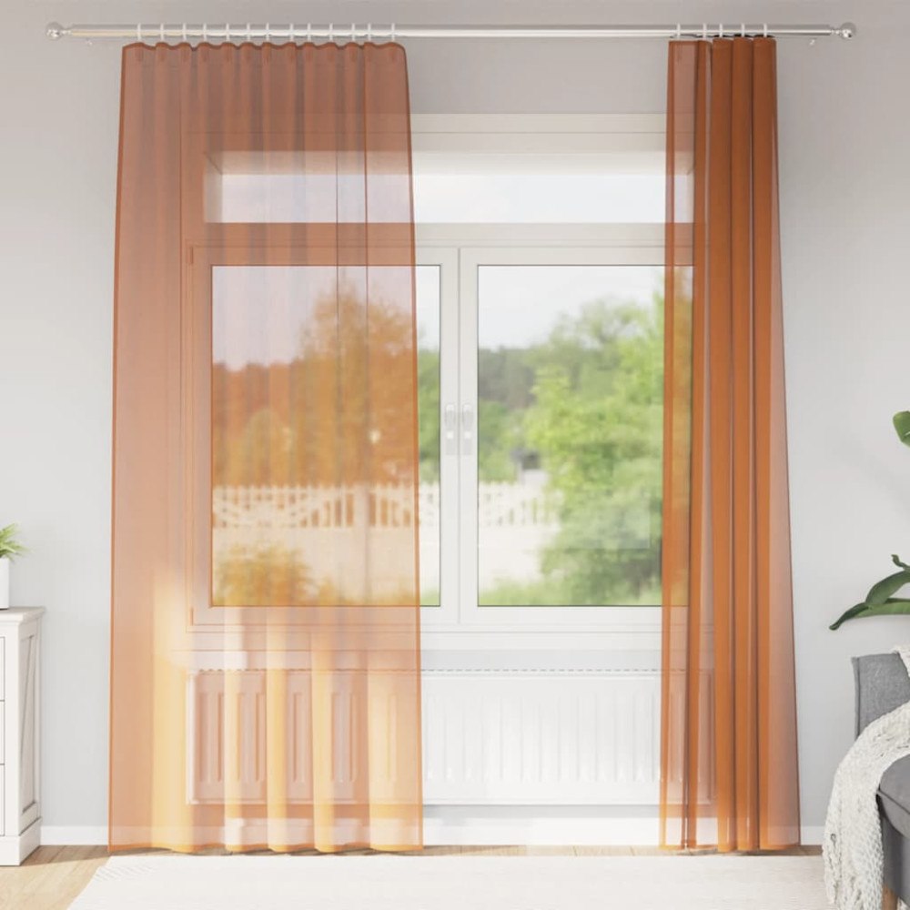 vidaXL Voile gardiner med öglor 2 st terrakotta 140x245 cm
