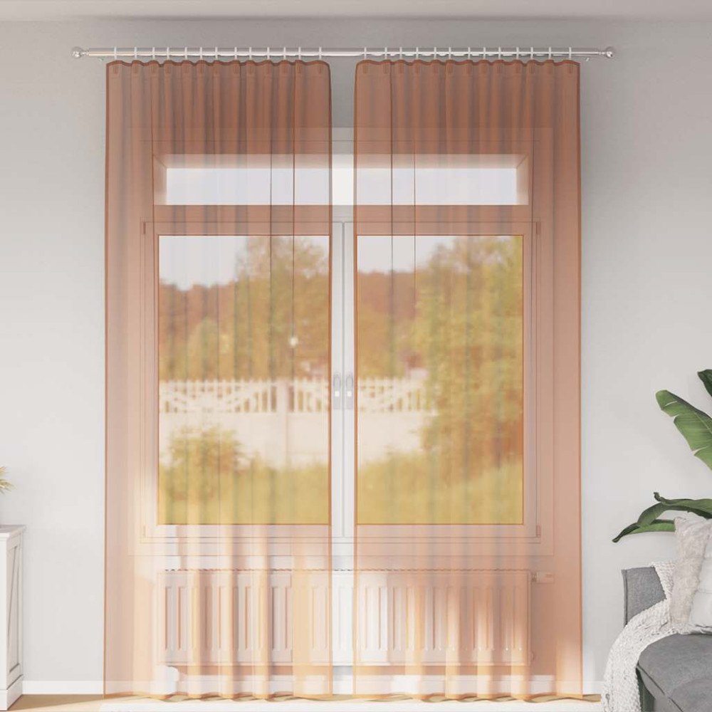 vidaXL Voile gardiner med öglor 2 st terrakotta 140x260 cm