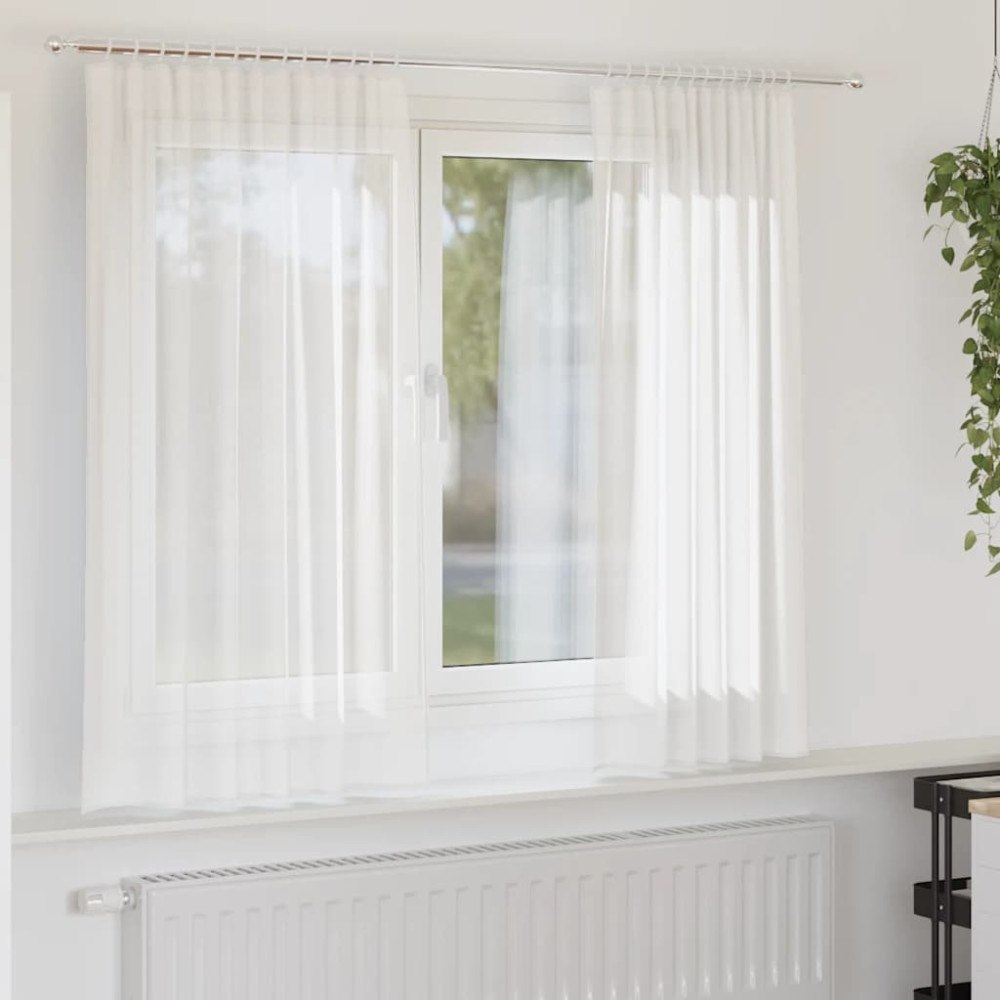 vidaXL Voile gardiner med öglor 2 st vit 140x140 cm