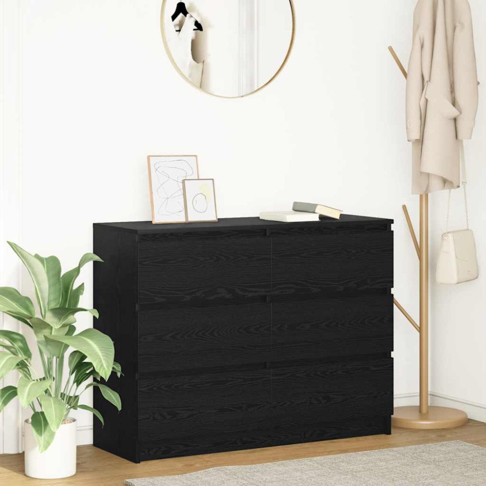 vidaXL Skänk svart ek 100x35x76 cm konstruerat trä