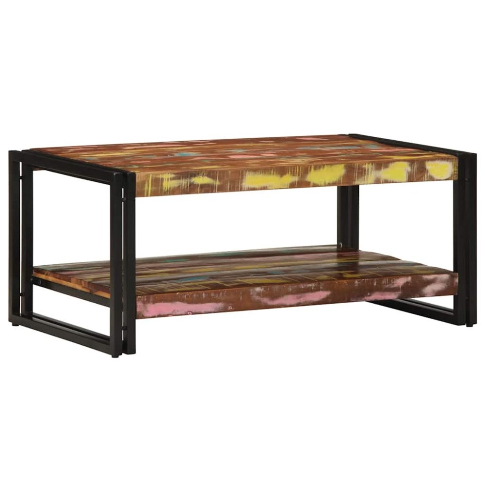 vidaXL Soffbord flerfärgat 90x50x38 cm massivt trä återvunnet