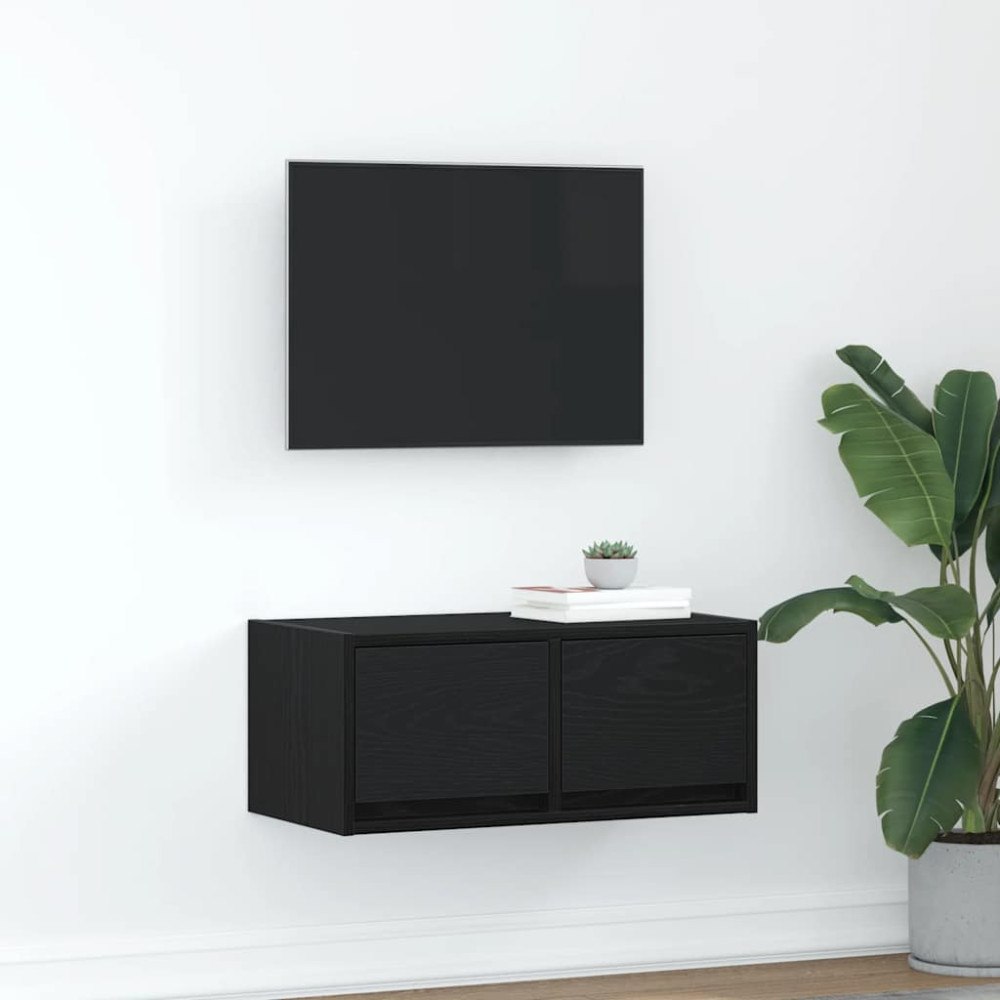 vidaXL TV-bänk svart ek 60x31x25,5 cm konstruerat trä